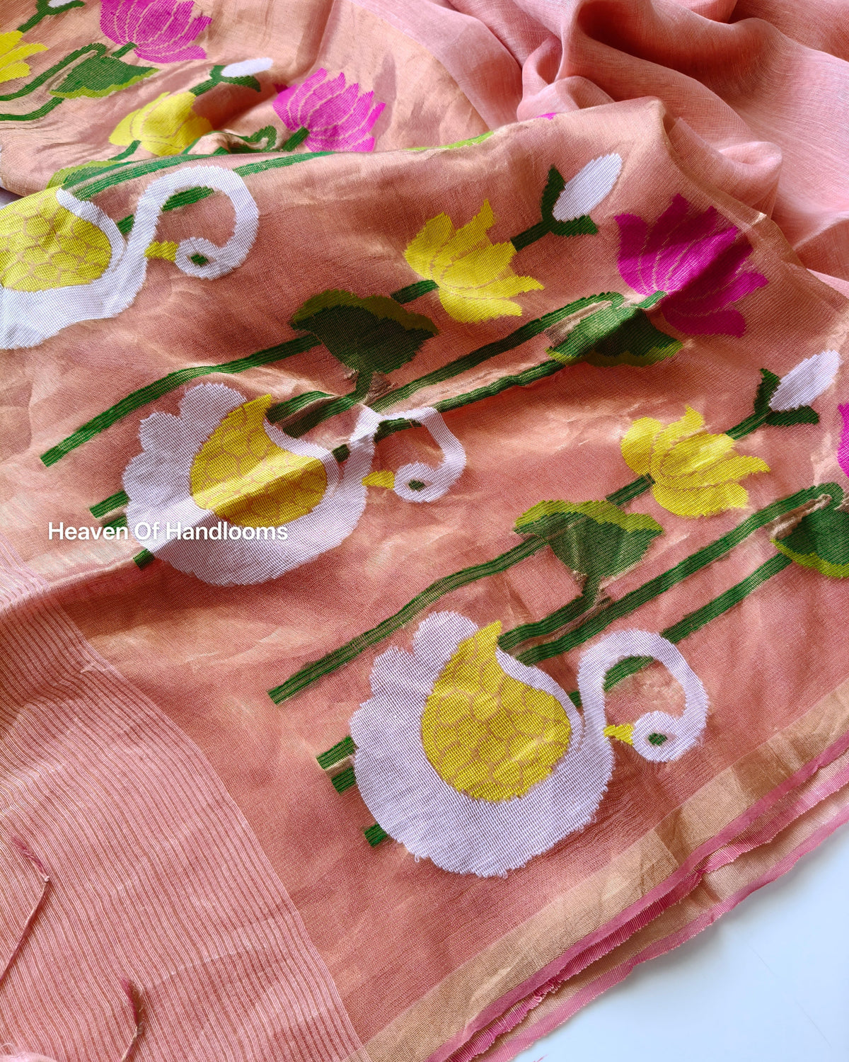 Linen by Silk - Peach Swan
