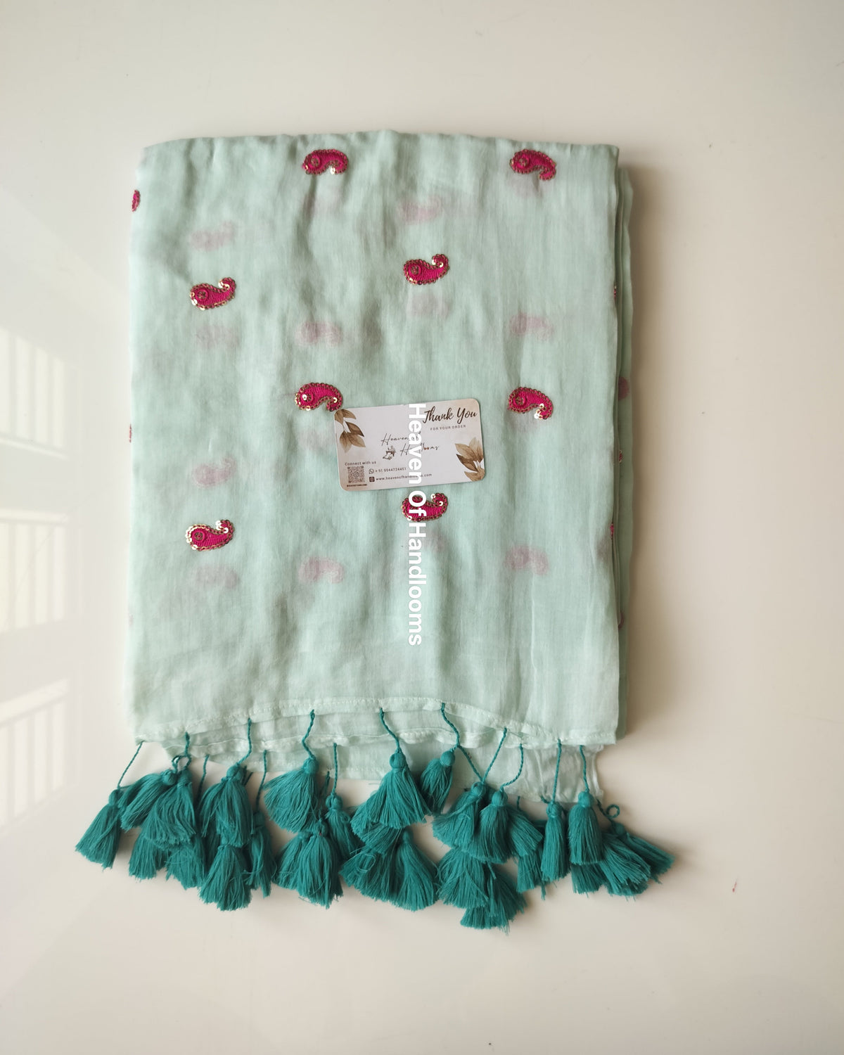 Festive Saree - Aqua Mango Sequence