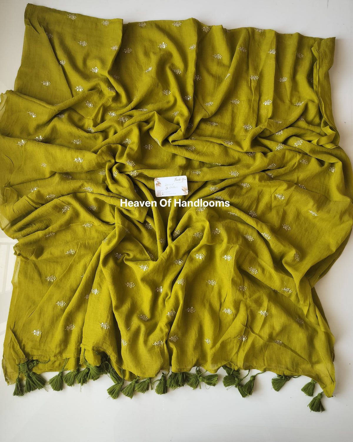 Festive Saree - Green Tiny Sequence