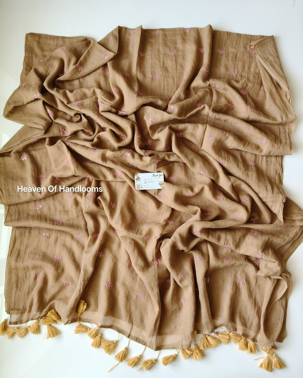 Festive Saree - Beige Tiny Sequence