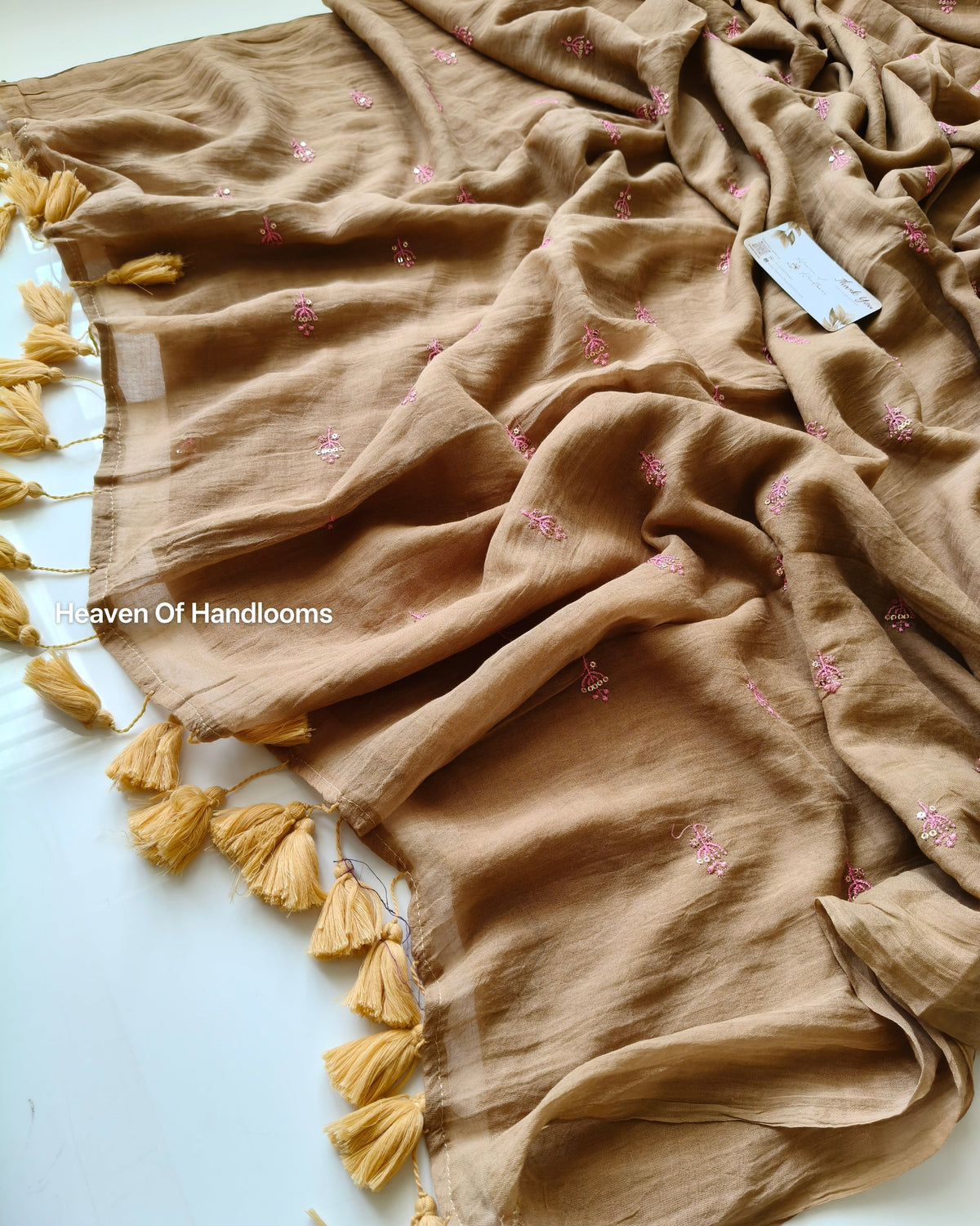 Festive Saree - Beige Tiny Sequence