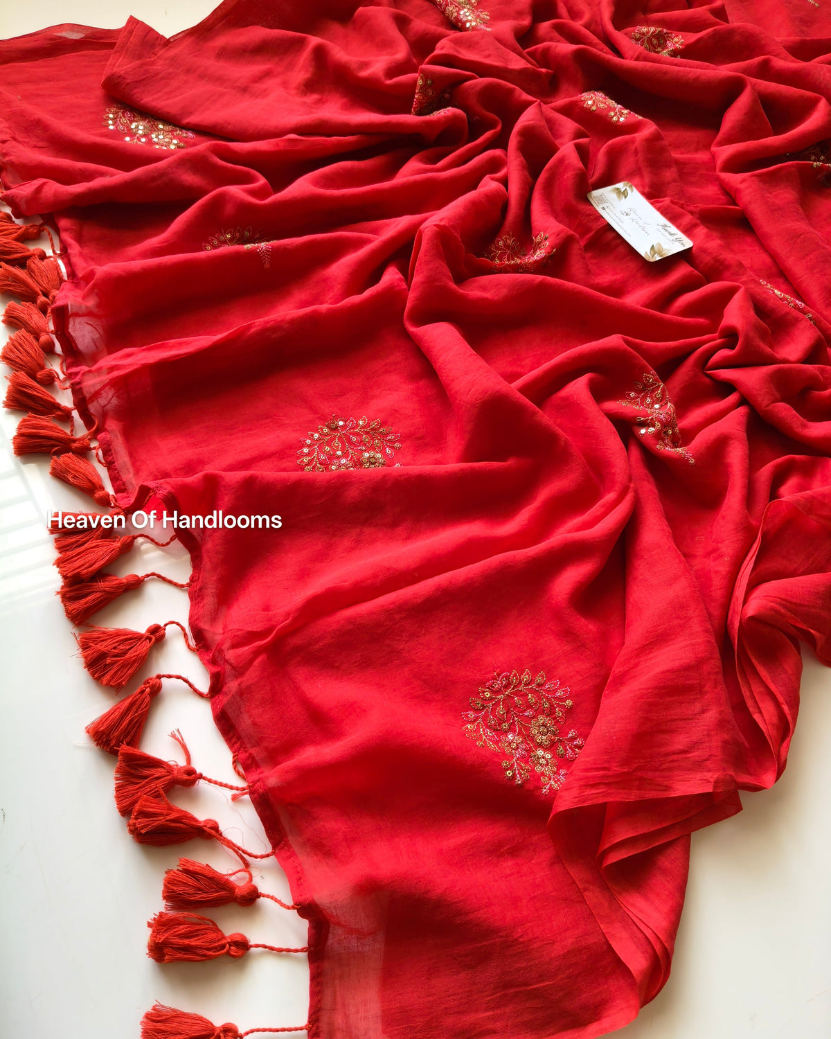 Festive Saree - Red Floral Seq
