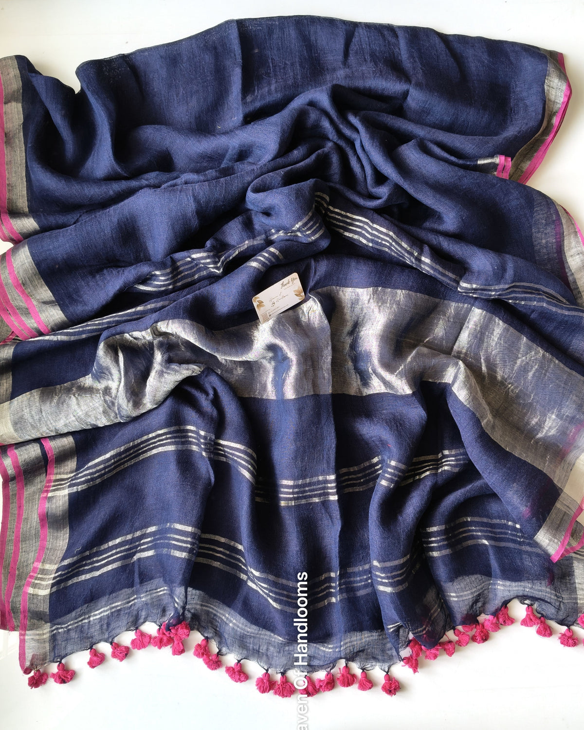 Linen by Linen - Navy Pink Border