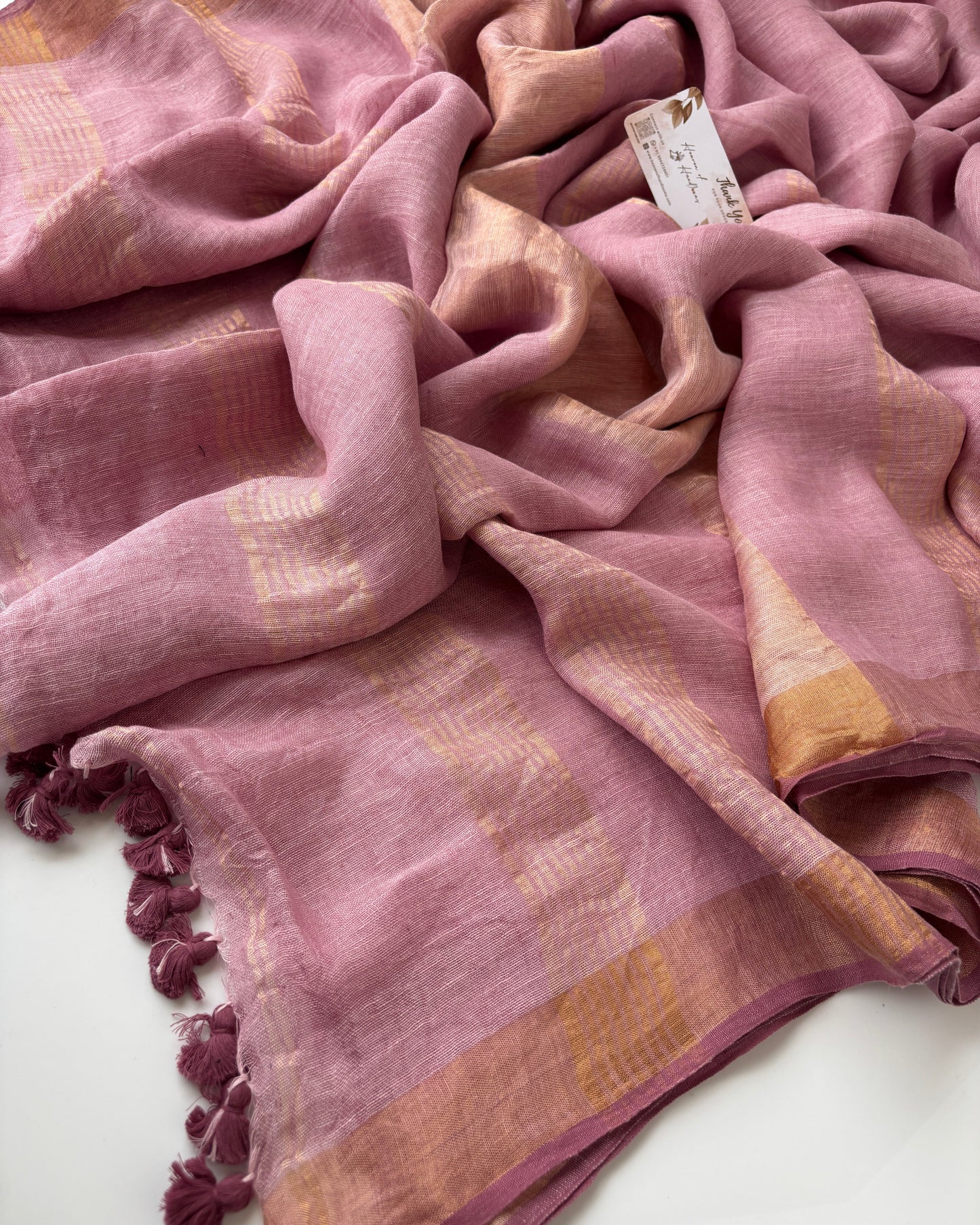 Linen by Linen - Rose Linen with Gold Border