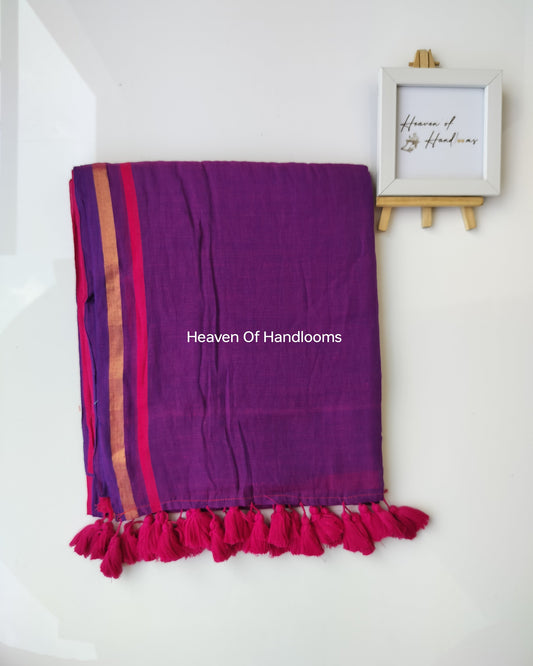 Festive Saree - Purple with Pink Half and Half