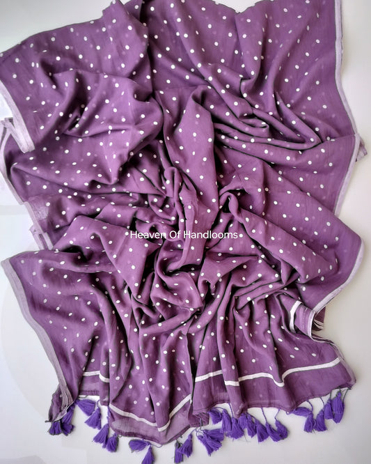 Printed Sarees  - Purple Polka Dot