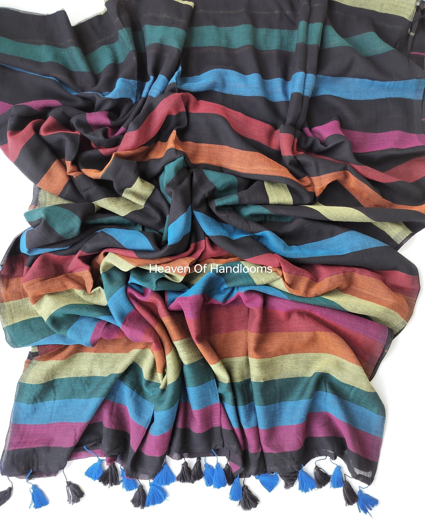 Contemporary Saree - Black Rainbow