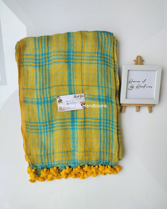 Linen by Linen - Yellow and Blue  Check