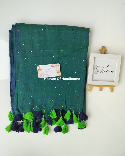 Contemporary Saree - Peacock Green Jonaki