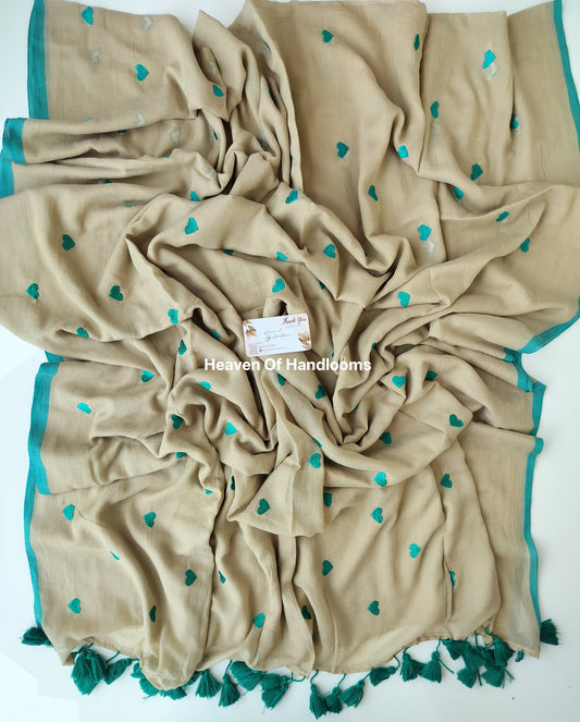 Embroidery Saree - Teal Heart