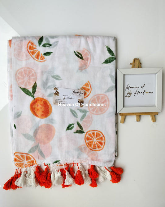 Printed Saree - Oranges