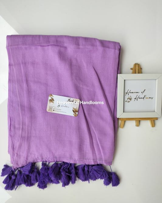 Plain Mul Saree - Lavender