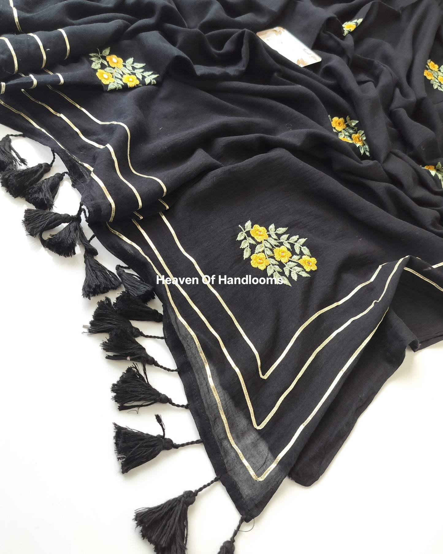 Festive Saree - Designer Black Floral