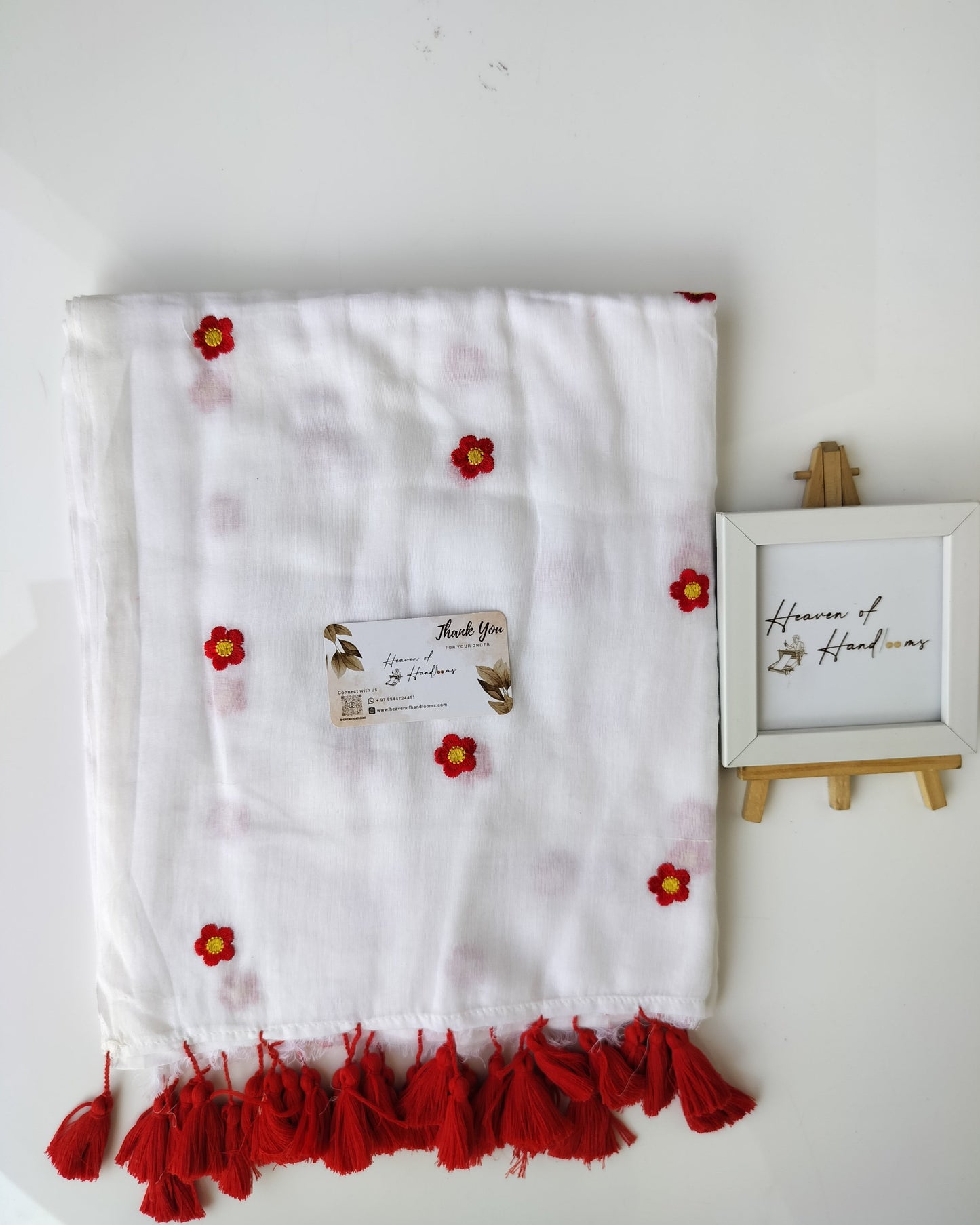 Embroidery Saree - White Blossom