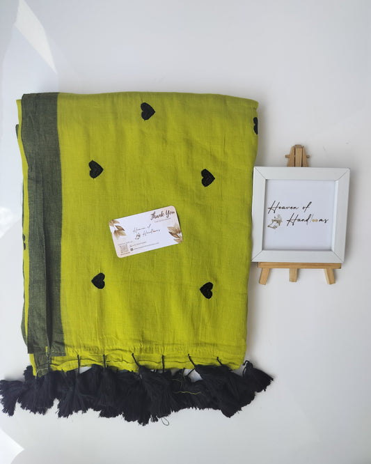 Embroidery Saree -  Olive Heart