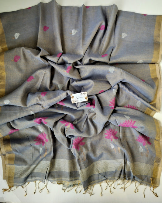 Linen by Linen - Grey Linen Jamdani