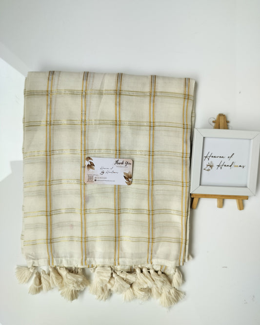 Onam-Vishu Saree - Off White Golden Kattam