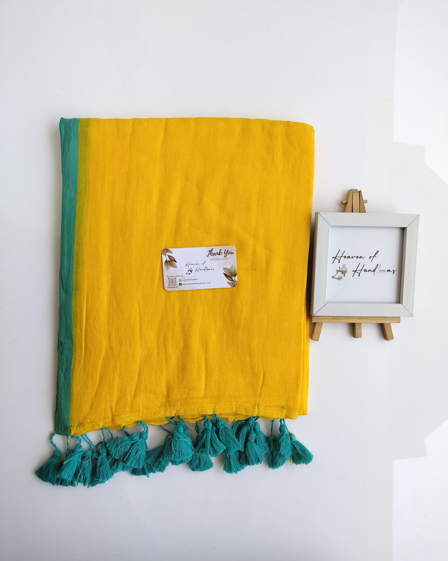 Plain Mul Saree - Mango Yellow