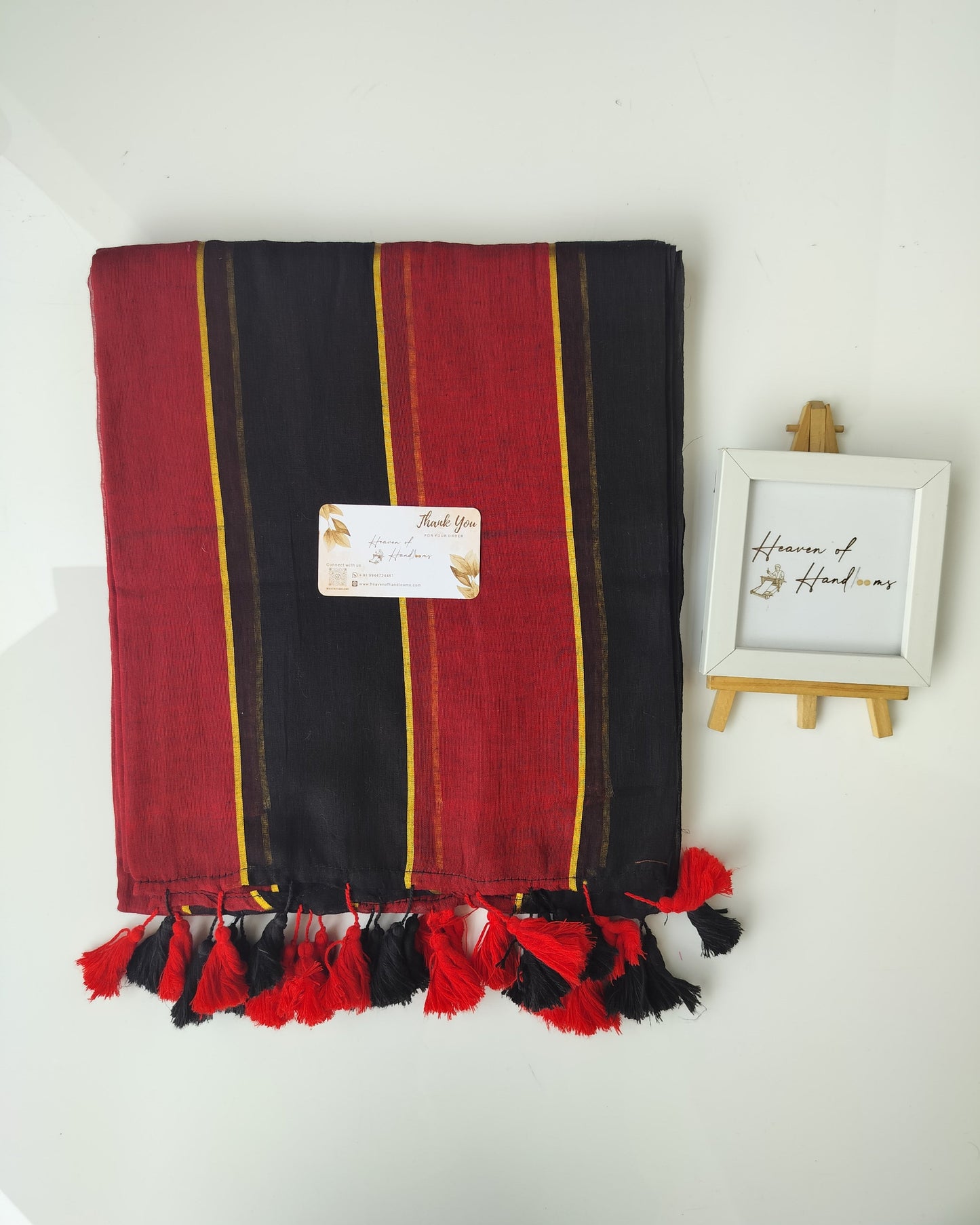 Festive Saree - Maroon & Black Stripes