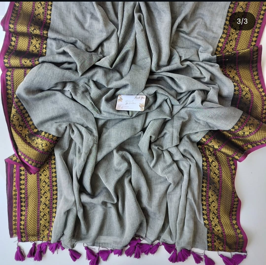 Festive Saree - Grey Kanchi