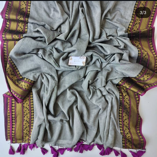 Festive Saree - Grey Kanchi