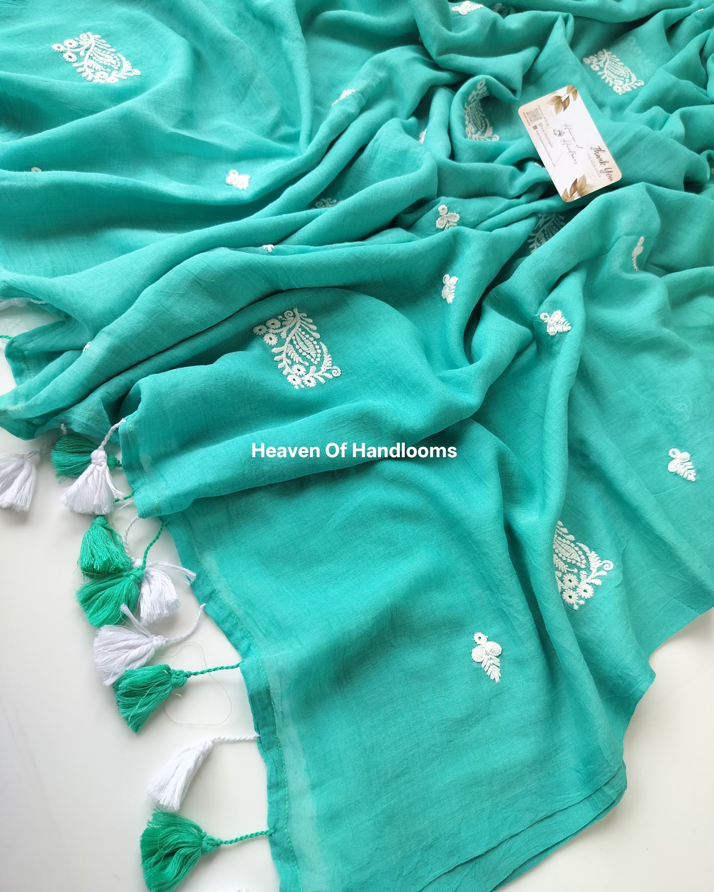 Embroidery Saree - Chikenkari Sea Blue