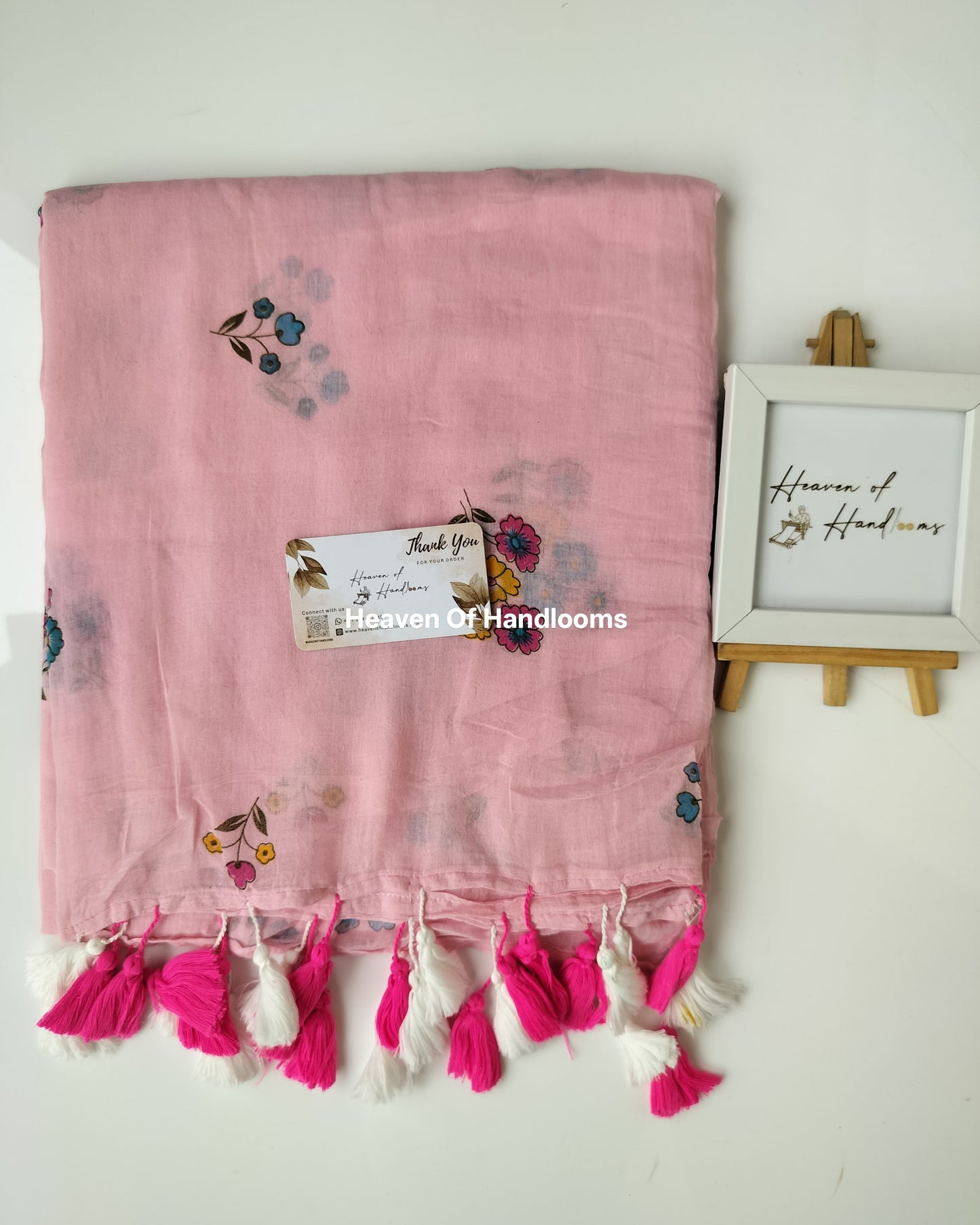 Printed Saree - Pink Flower