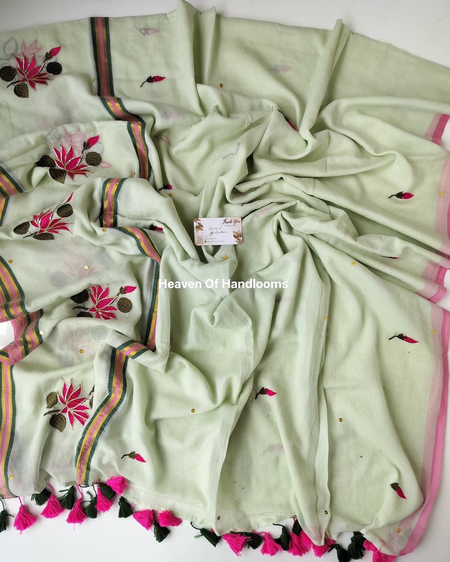 Festive Saree - Basil Lotus