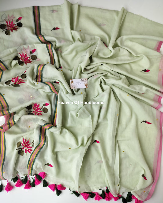 Festive Saree - Basil Lotus