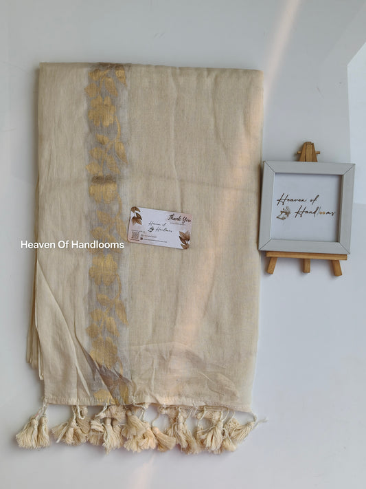 Onam-Vishu Saree - Cream Rose Border