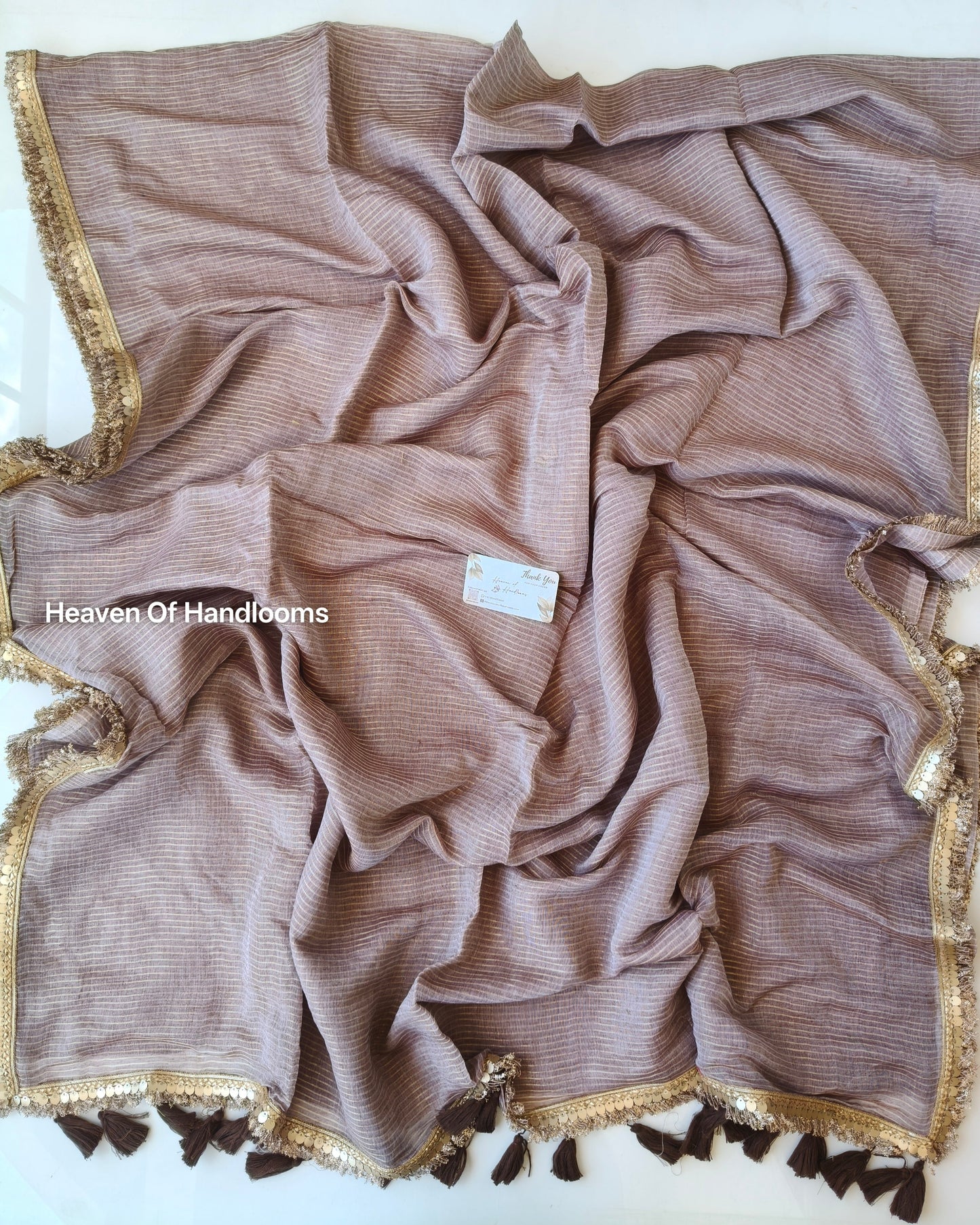 Festive Saree - Choco Golden Lace