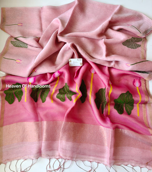 Linen by Silk -  Lotus Reshom Pallu