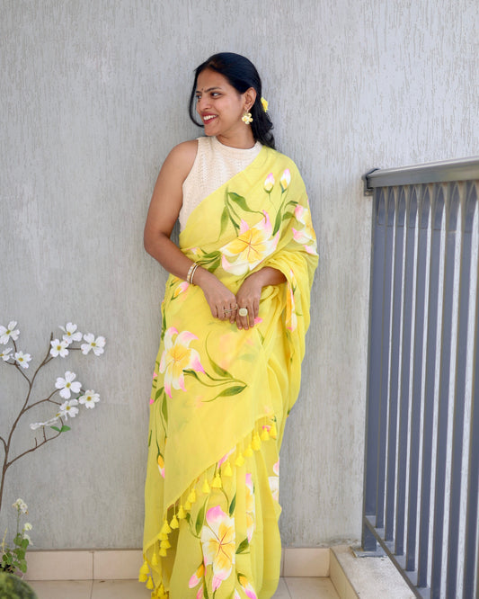 Hand Painted Saree -  Manjal
