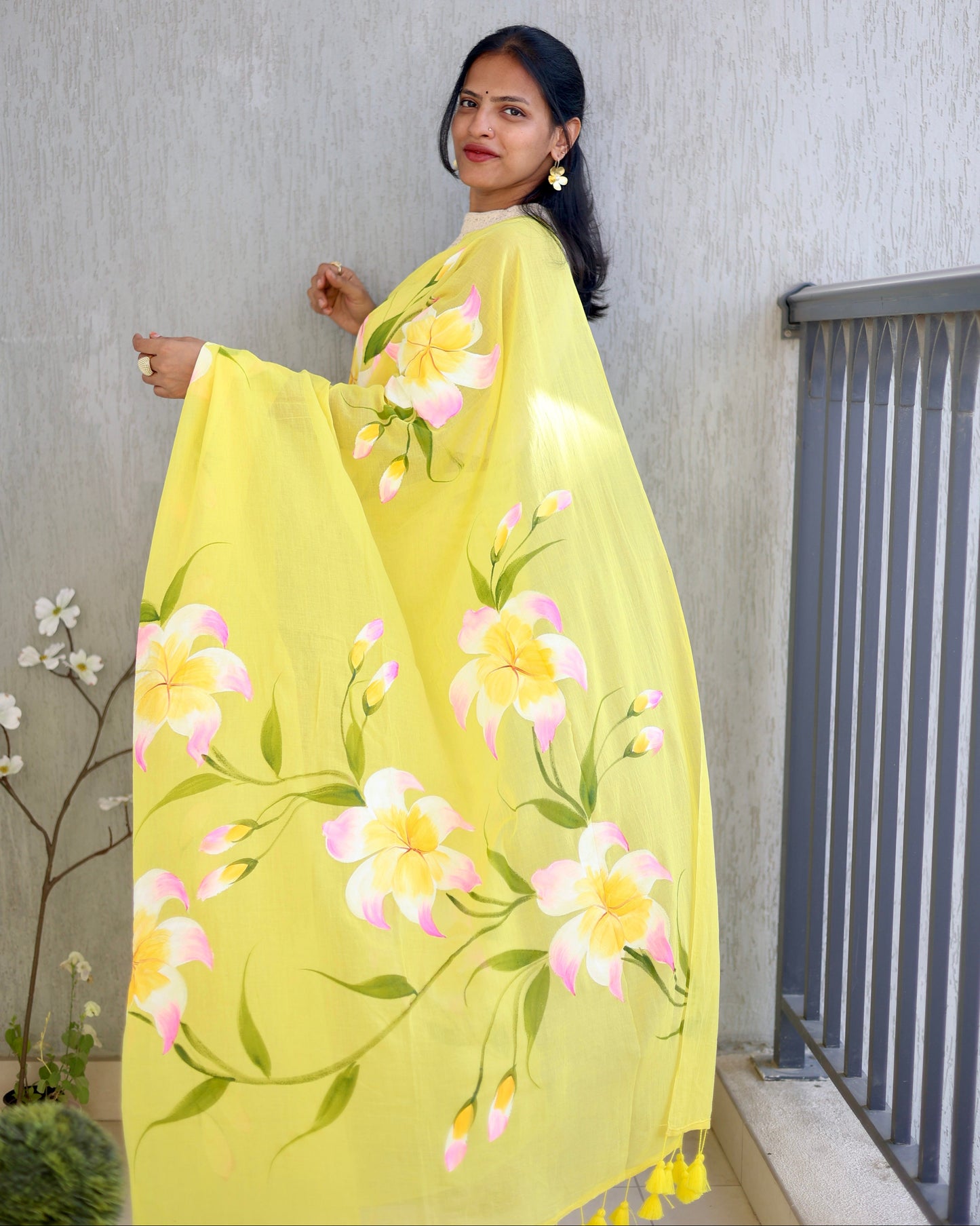 Hand Painted Saree -  Manjal