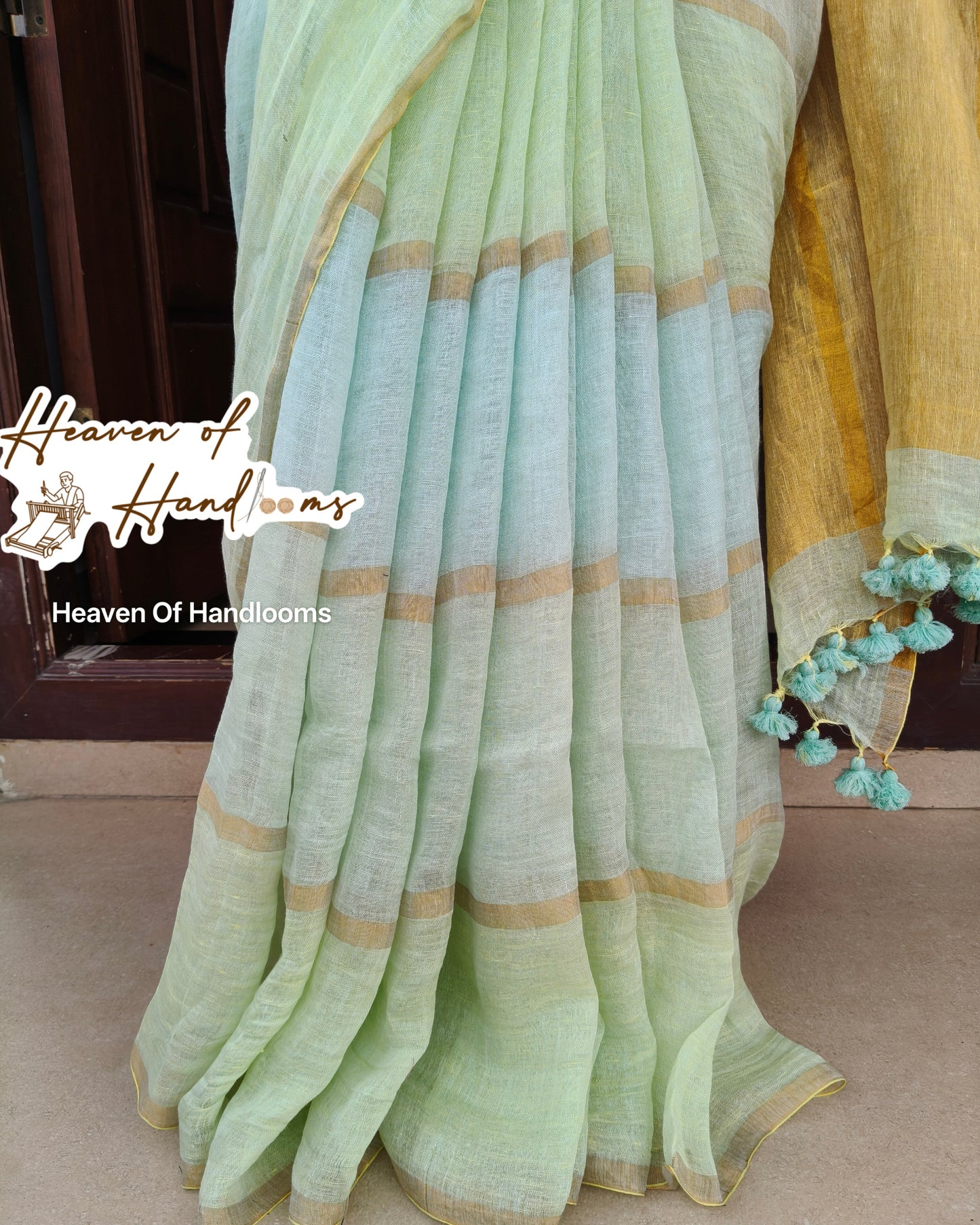 Linen by Linen - Pista  Green Tassels