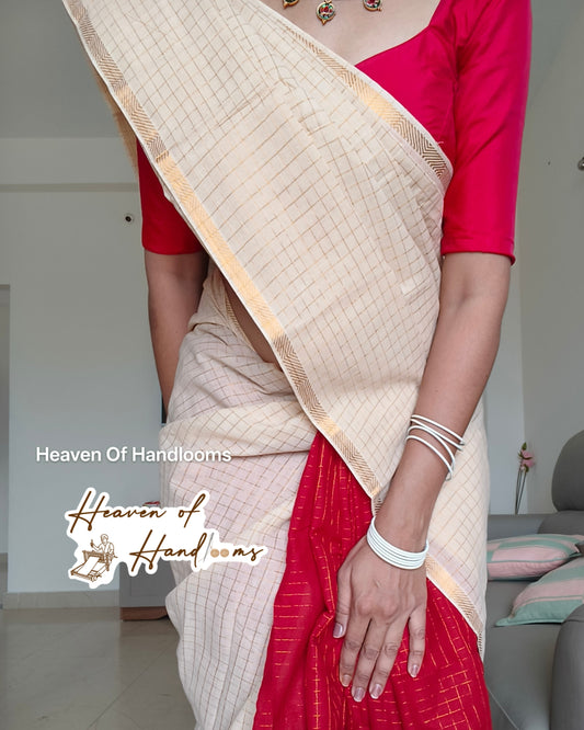 Cream Pallu Zari Kattam