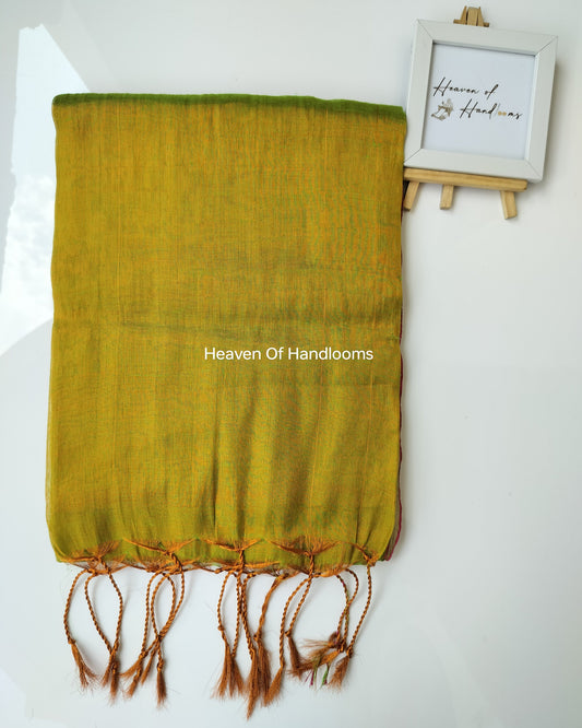 Tissue Saree - Olive Green