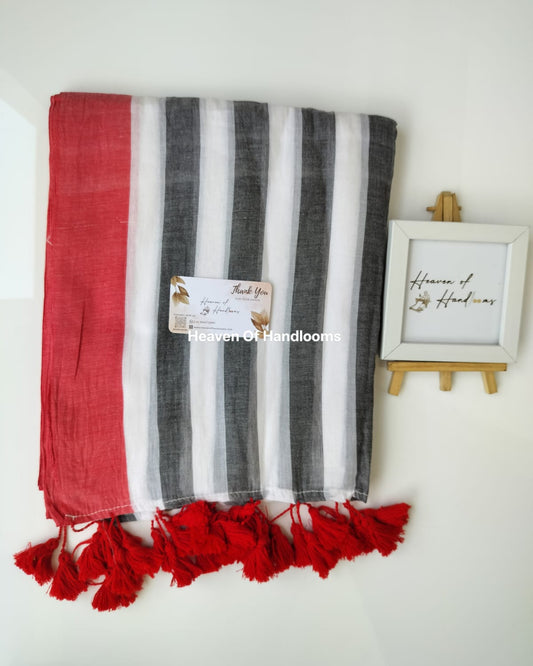Corporate Choice  -  Black and White Stripe with Coral Red Border