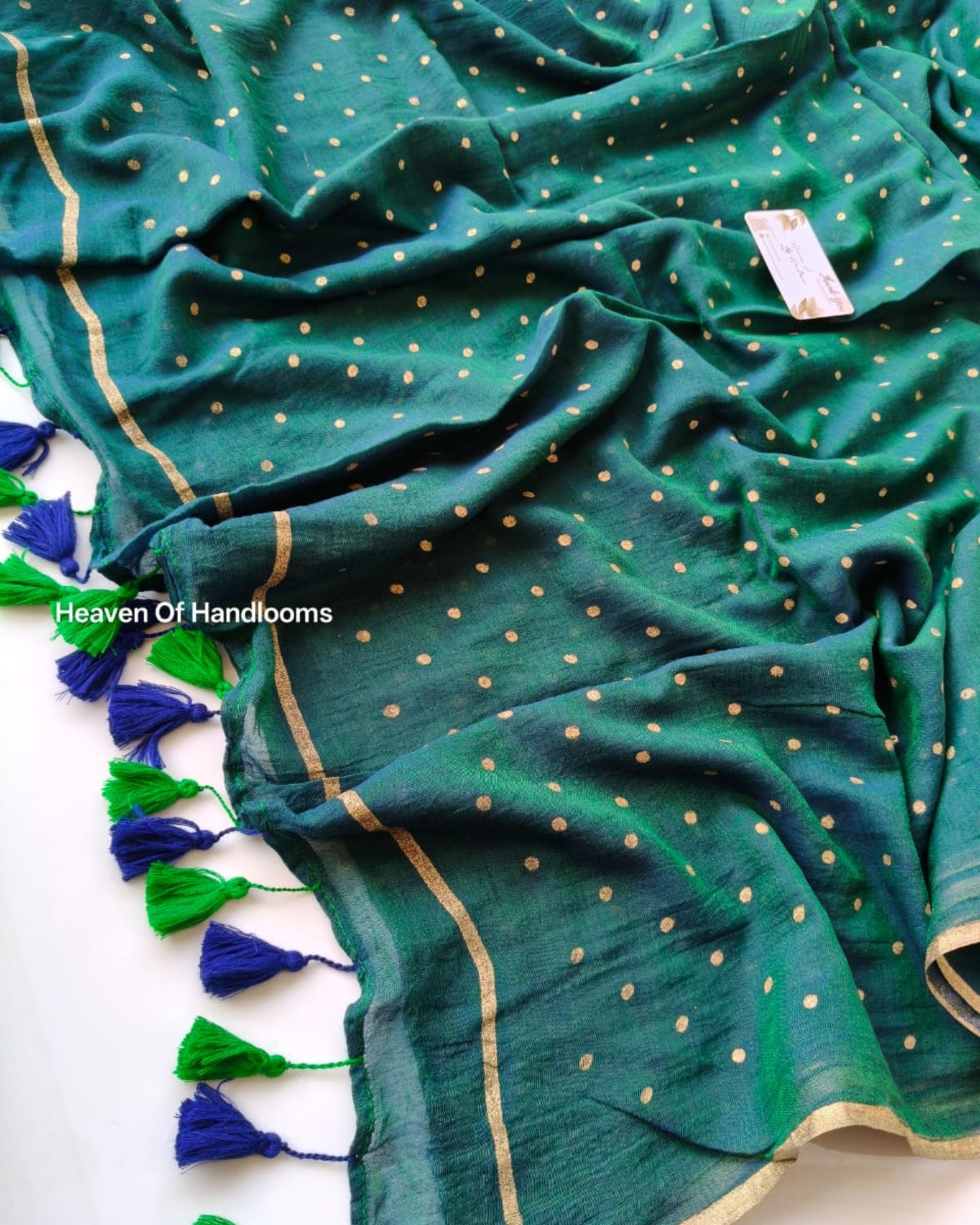Printed Saree - Peacock Polka