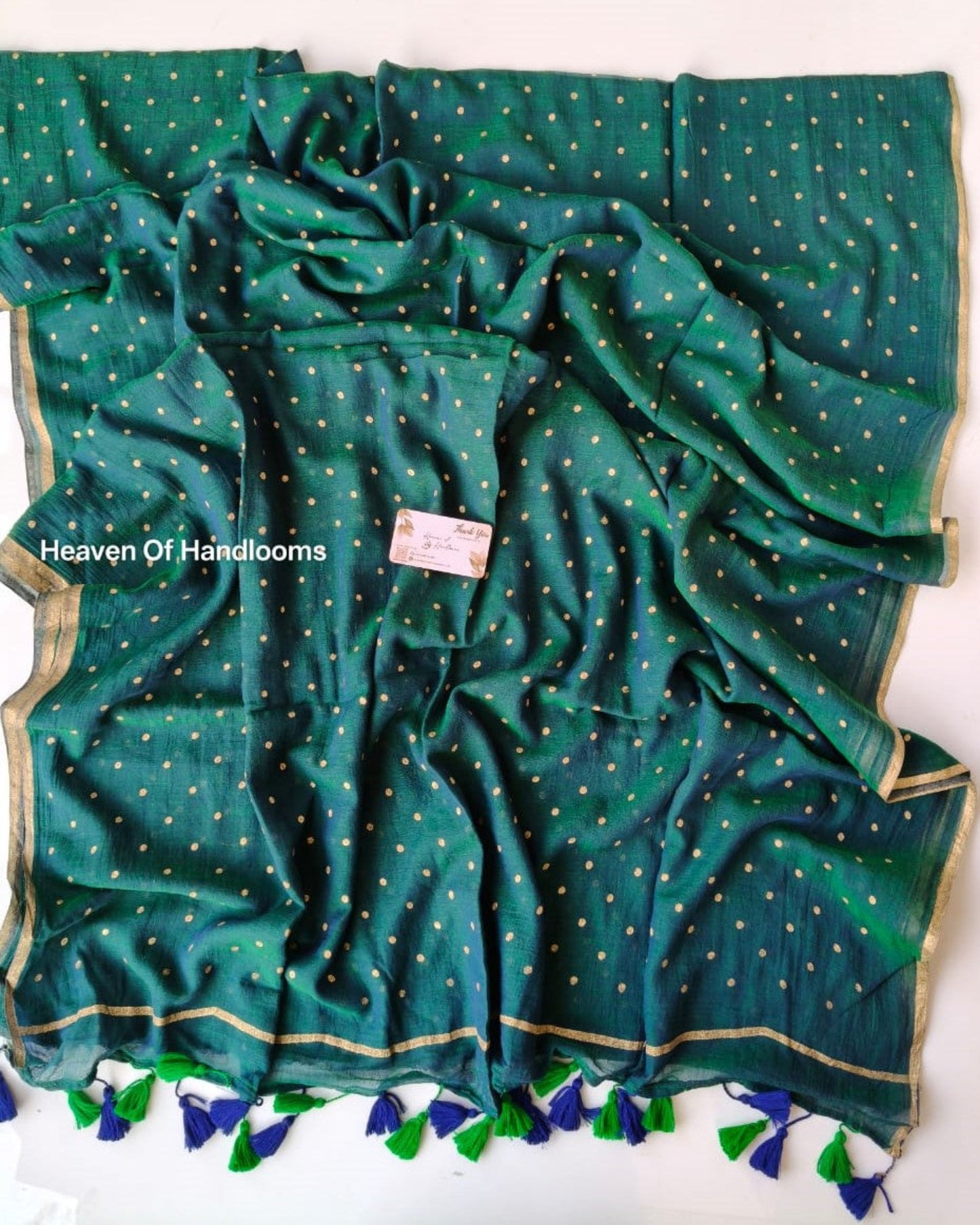 Printed Saree - Peacock Polka