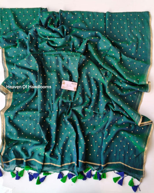 Printed Saree - Peacock Polka