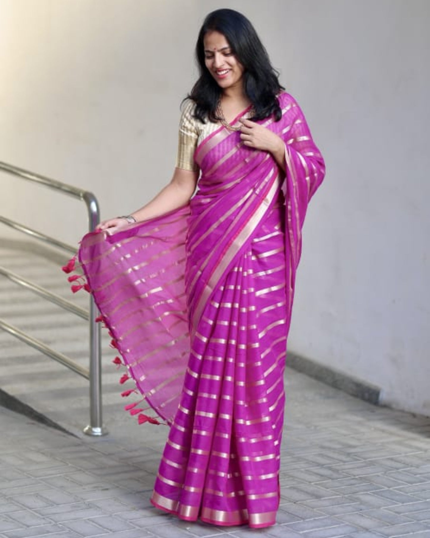 Festive Saree - Fuchsia