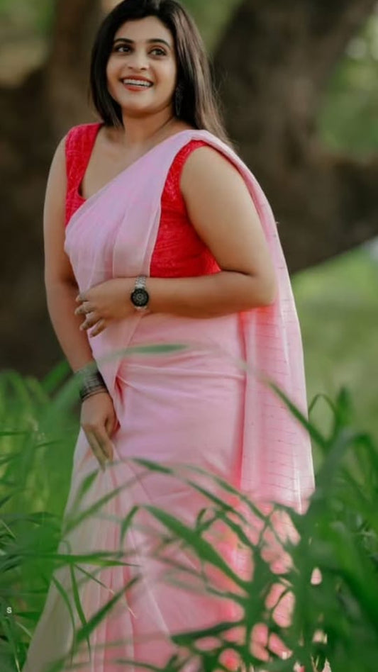 Contemporary Saree - Baby Pink  Jonaki